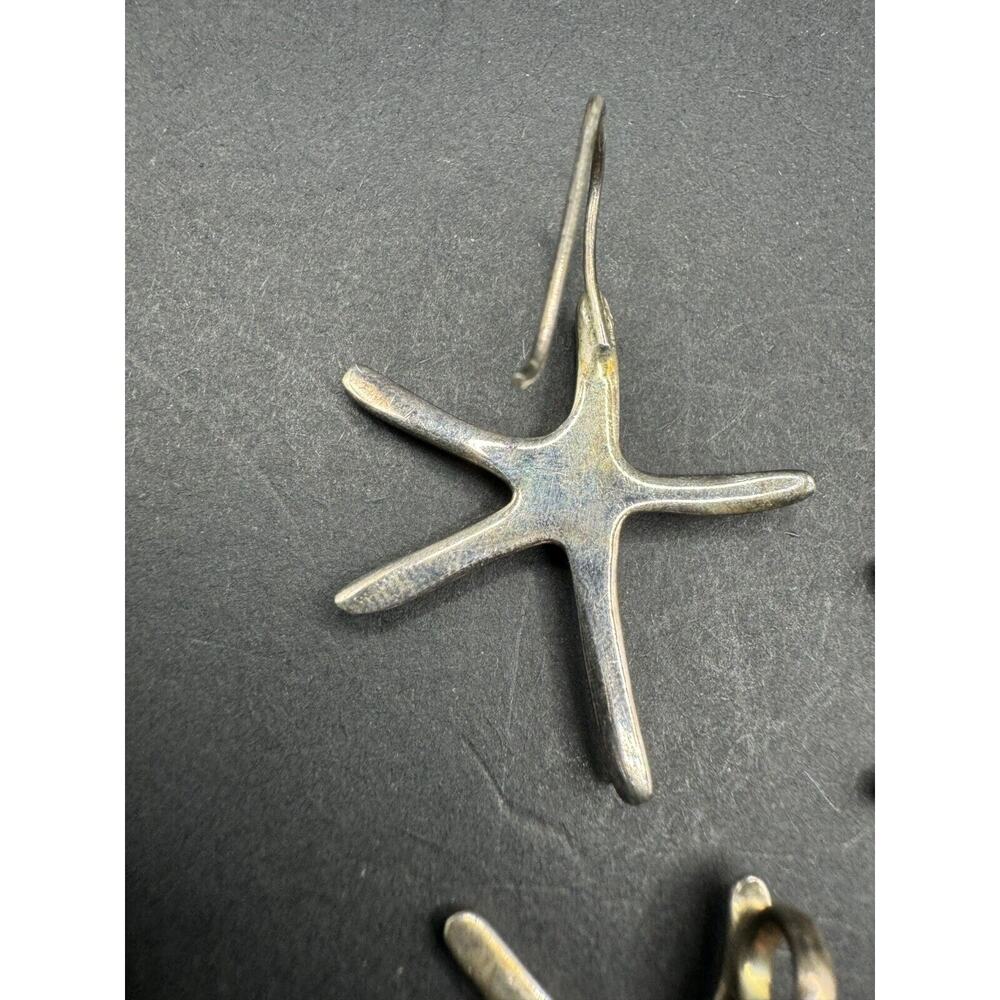 Vintage 925 Sterling Silver Starfish Pendant & Dangle Drop Earrings Jewelry Set - Picture 5 of 7